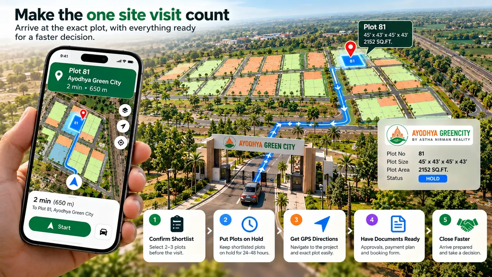 Phone showing GPS directions to a specific plot inside a large plotted layout Phone showing GPS directions to a specific plot inside a large plotted layout