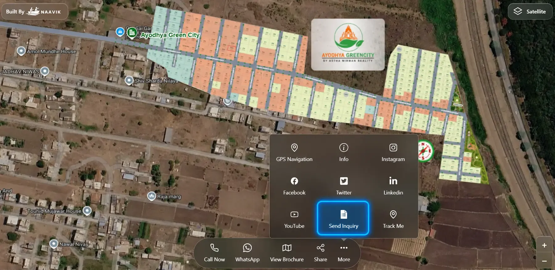 Live Plotter project with a plot layout over the map, a selected plot and an enquiry button Live Plotter project with a plot layout over the map, a selected plot and an enquiry button